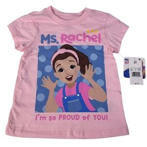 Kids Ms Rachel I'm So Proud Of You Pink T Shirt Size 4T Short Sleeve